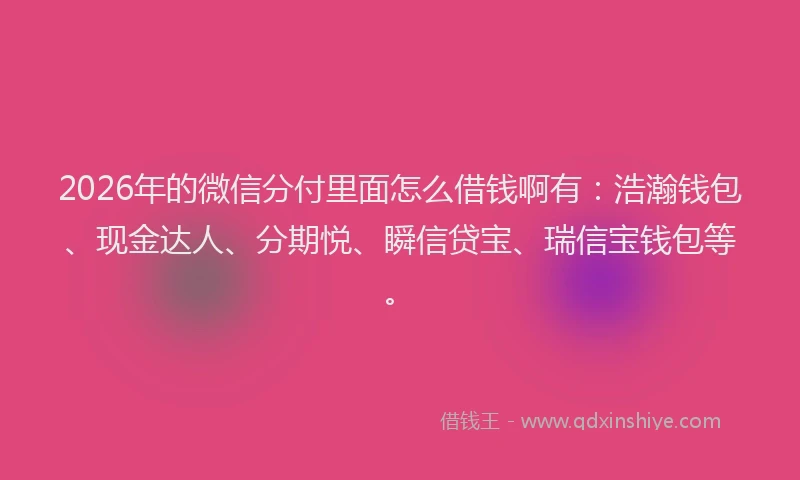 2026年的微信分付里面怎么借钱啊有：浩瀚钱包、现金达人、分期悦、瞬信贷宝、瑞信宝钱包等。