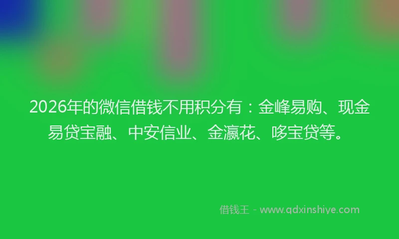2026年的微信借钱不用积分有：金峰易购、现金易贷宝融、中安信业、金瀛花、哆宝贷等。