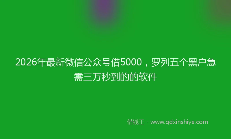 2026年最新微信公众号借5000，罗列五个黑户急需三万秒到的的软件