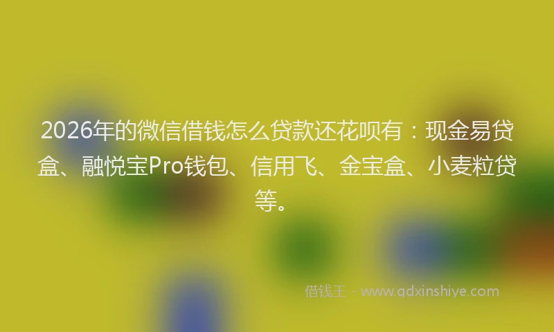 2026年的微信借钱怎么贷款还花呗有：现金易贷盒、融悦宝Pro钱包、信用飞、金宝盒、小麦粒贷等。