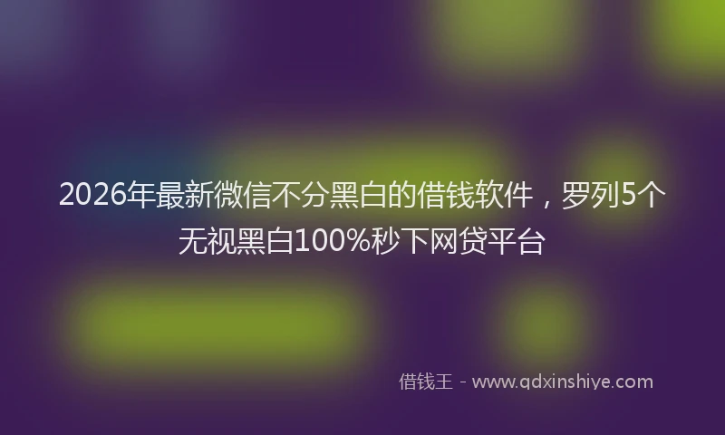 2026年最新微信不分黑白的借钱软件，罗列5个无视黑白100%秒下网贷平台