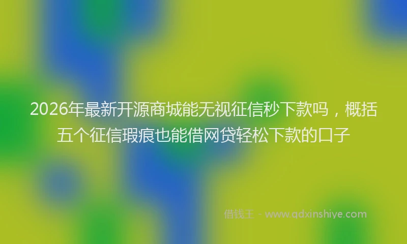 2026年最新开源商城能无视征信秒下款吗，概括五个征信瑕疵也能借网贷轻松下款的口子