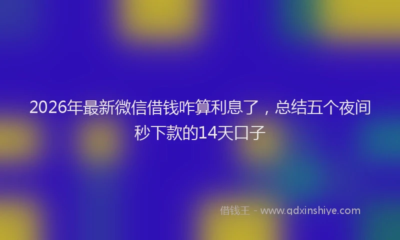 2026年最新微信借钱咋算利息了，总结五个夜间秒下款的14天口子