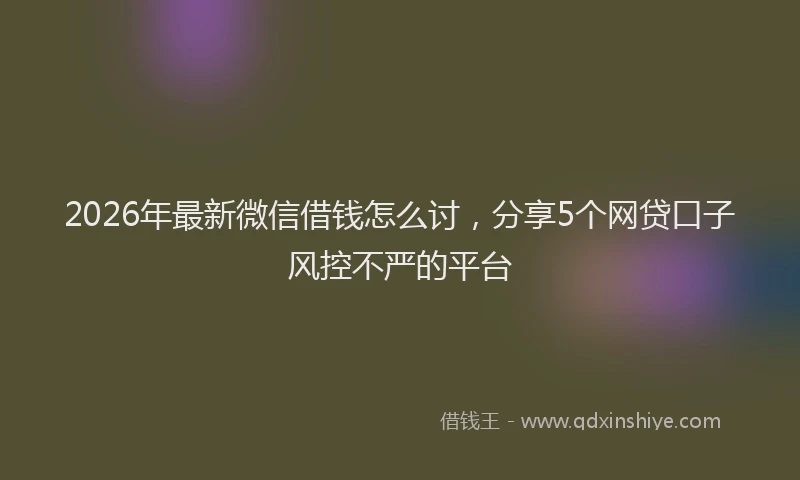 2026年最新微信借钱怎么讨，分享5个网贷口子风控不严的平台