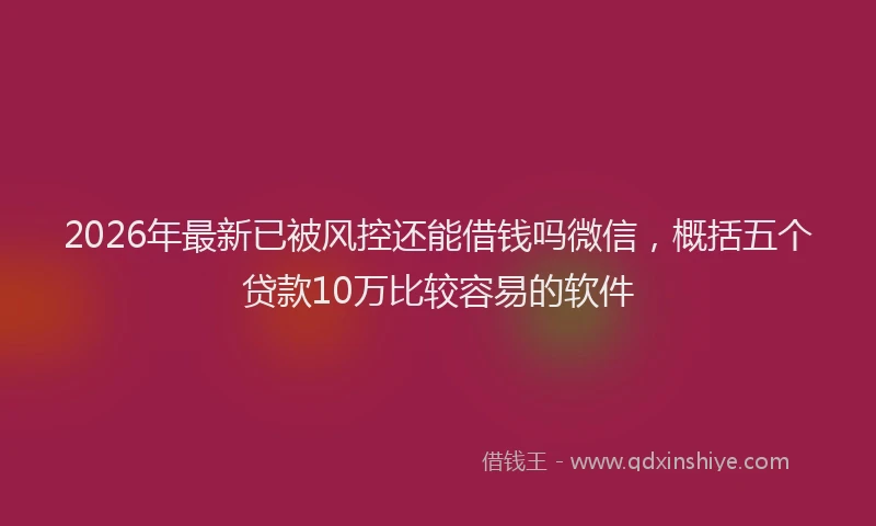 2026年最新已被风控还能借钱吗微信，概括五个贷款10万比较容易的软件