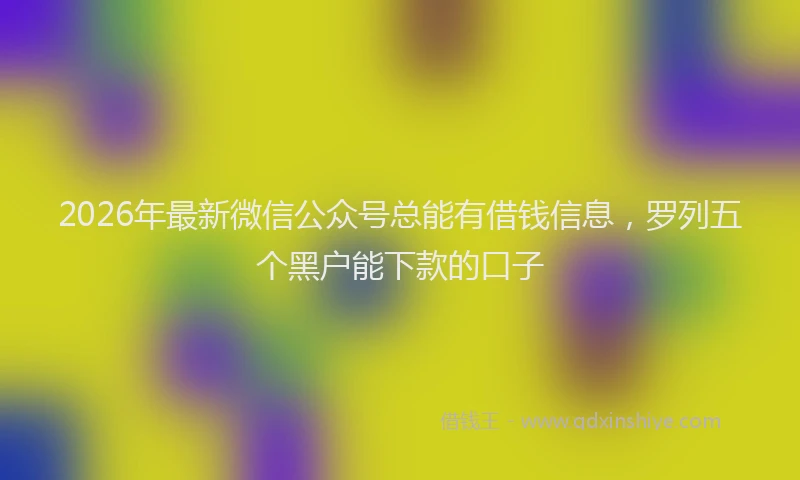 2026年最新微信公众号总能有借钱信息，罗列五个黑户能下款的口子