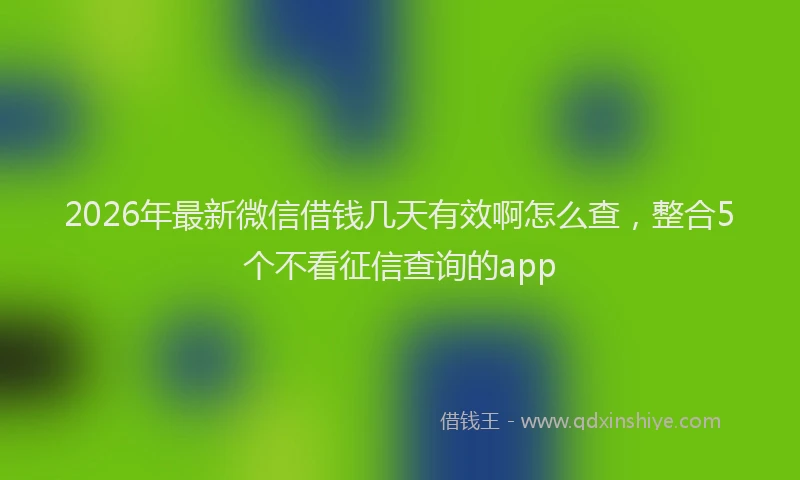 2026年最新微信借钱几天有效啊怎么查，整合5个不看征信查询的app