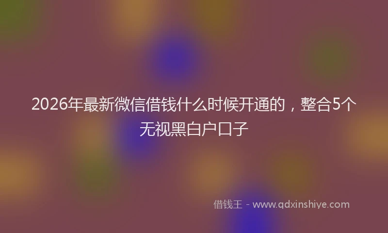 2026年最新微信借钱什么时候开通的，整合5个无视黑白户口子