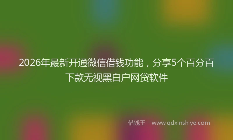 2026年最新开通微信借钱功能，分享5个百分百下款无视黑白户网贷软件