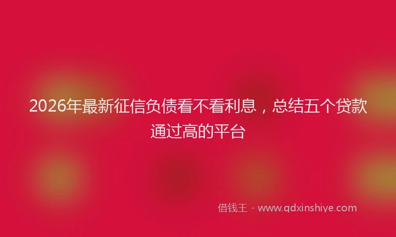 2026年最新征信负债看不看利息，总结五个贷款通过高的平台