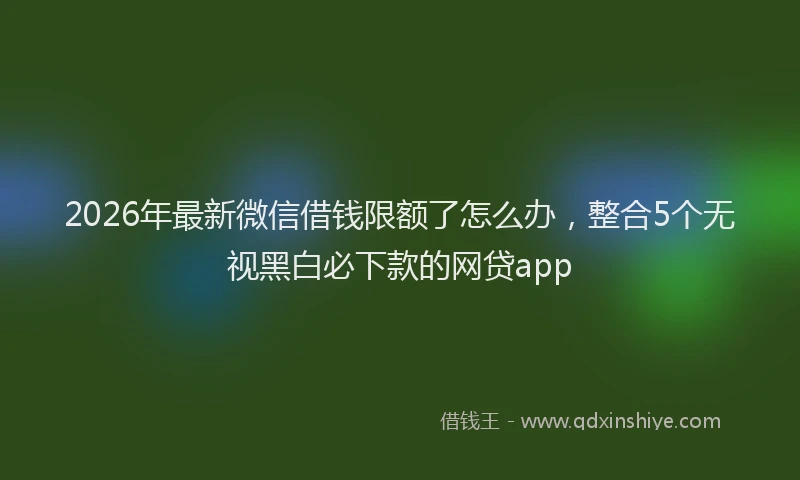 2026年最新微信借钱限额了怎么办，整合5个无视黑白必下款的网贷app