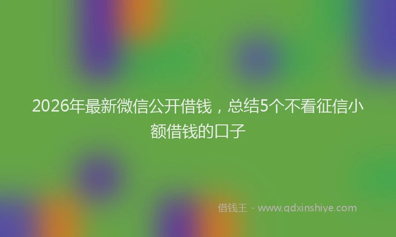 2026年最新微信公开借钱，总结5个不看征信小额借钱的口子