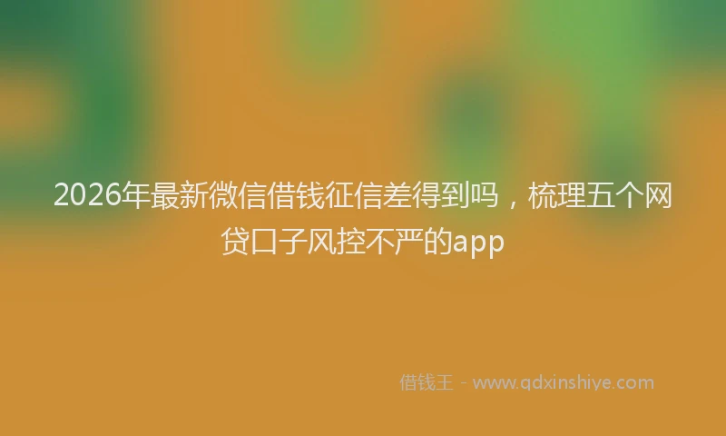 2026年最新微信借钱征信差得到吗，梳理五个网贷口子风控不严的app