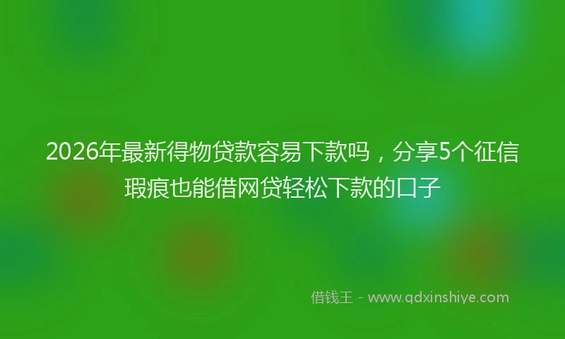 2026年最新得物贷款容易下款吗，分享5个征信瑕疵也能借网贷轻松下款的口子