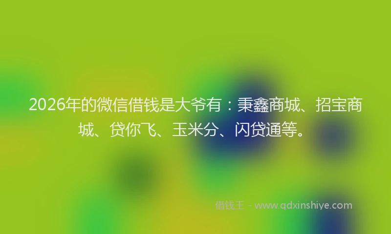 2026年的微信借钱是大爷有：秉鑫商城、招宝商城、贷你飞、玉米分、闪贷通等。