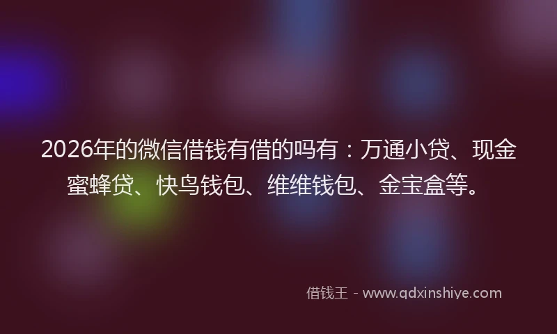 2026年的微信借钱有借的吗有：万通小贷、现金蜜蜂贷、快鸟钱包、维维钱包、金宝盒等。