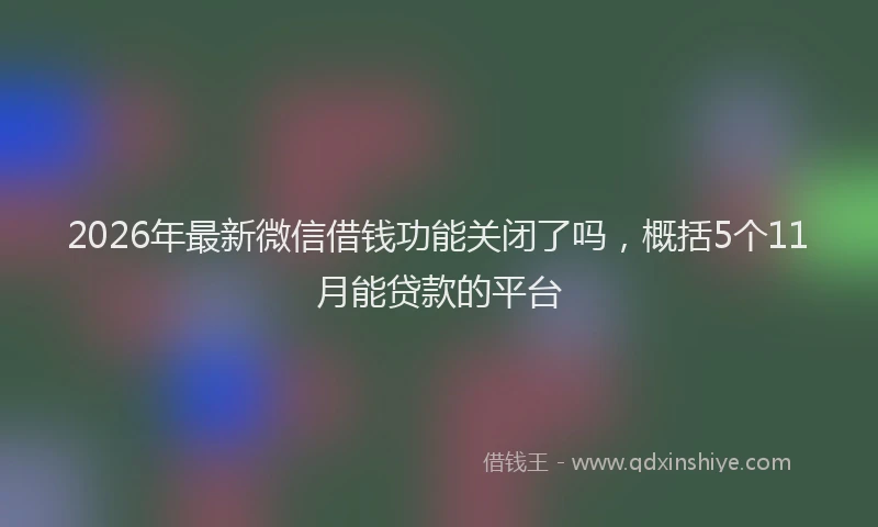 2026年最新微信借钱功能关闭了吗，概括5个11月能贷款的平台