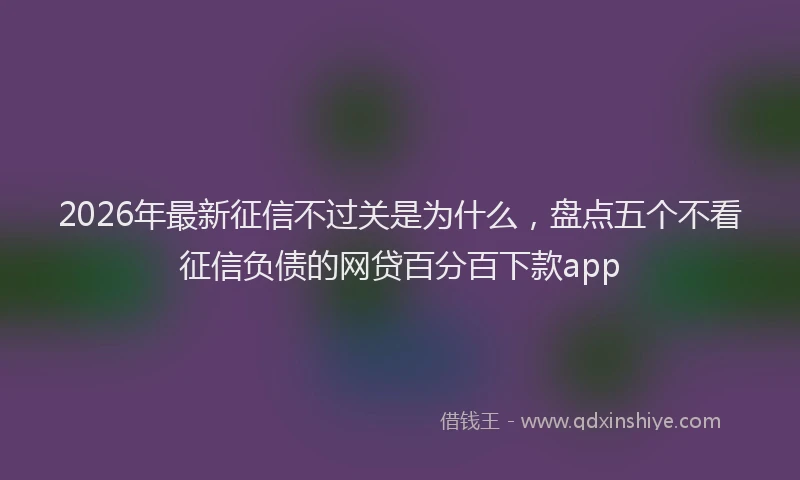 2026年最新征信不过关是为什么，盘点五个不看征信负债的网贷百分百下款app