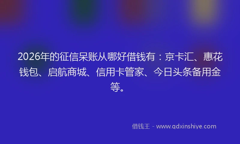 2026年的征信呆账从哪好借钱有：京卡汇、惠花钱包、启航商城、信用卡管家、今日头条备用金等。