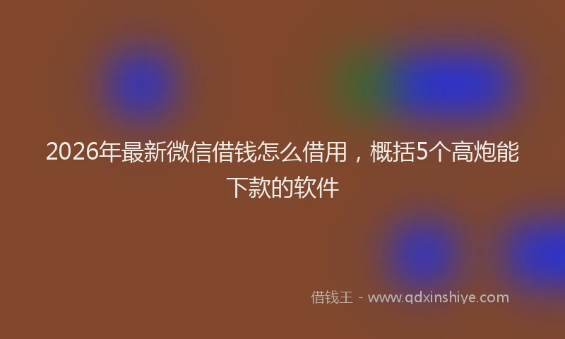 2026年最新微信借钱怎么借用，概括5个高炮能下款的软件