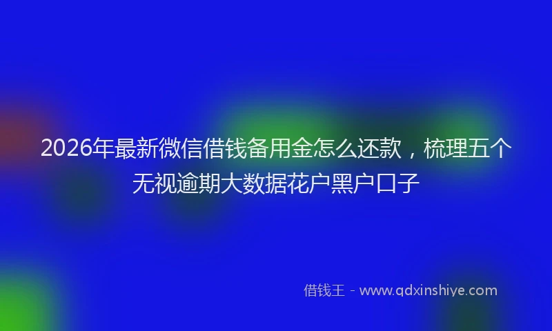 2026年最新微信借钱备用金怎么还款，梳理五个无视逾期大数据花户黑户口子