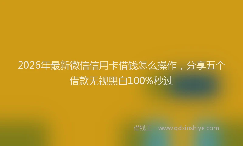 2026年最新微信信用卡借钱怎么操作，分享五个借款无视黑白100%秒过