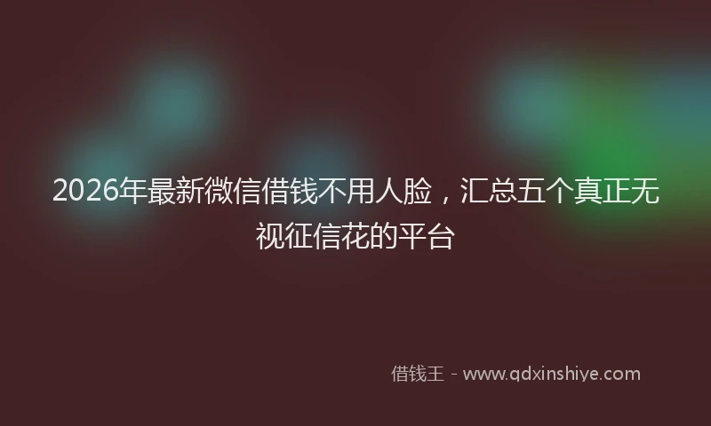 2026年最新微信借钱不用人脸，汇总五个真正无视征信花的平台