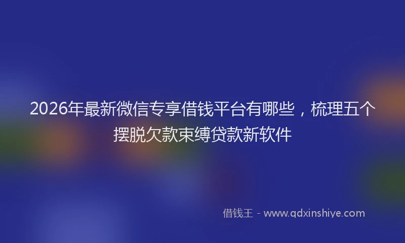 2026年最新微信专享借钱平台有哪些，梳理五个摆脱欠款束缚贷款新软件