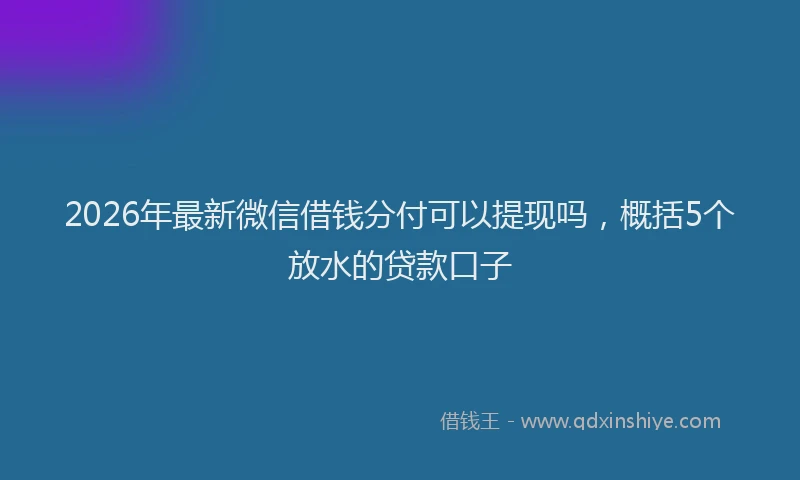 2026年最新微信借钱分付可以提现吗，概括5个放水的贷款口子