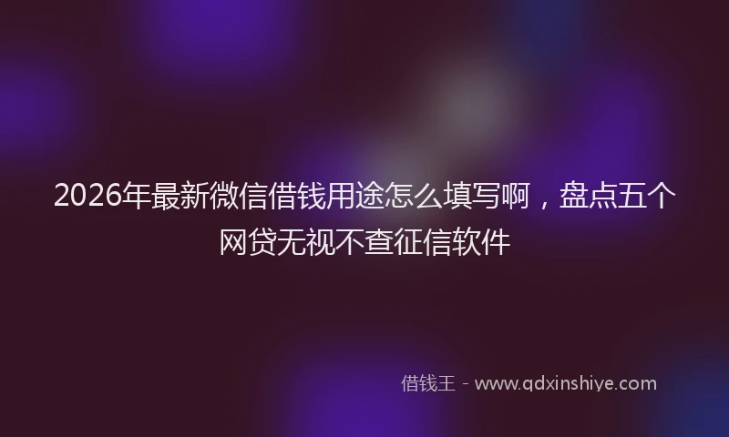 2026年最新微信借钱用途怎么填写啊，盘点五个网贷无视不查征信软件