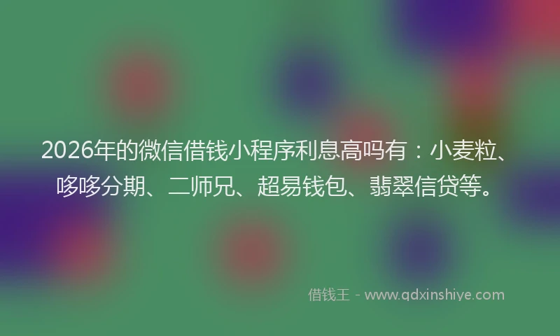 2026年的微信借钱小程序利息高吗有：小麦粒、哆哆分期、二师兄、超易钱包、翡翠信贷等。