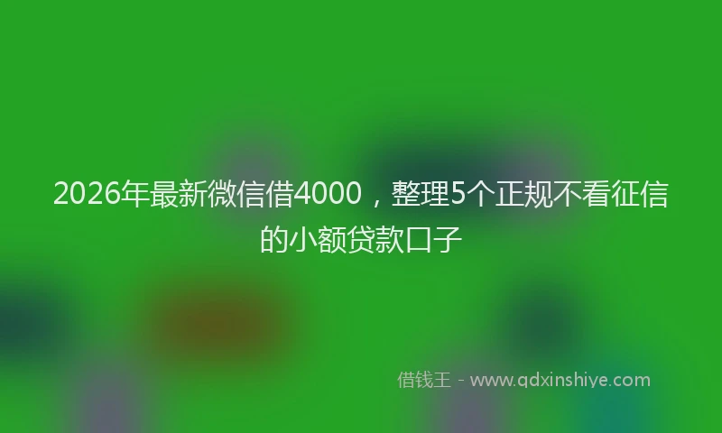 2026年最新微信借4000，整理5个正规不看征信的小额贷款口子