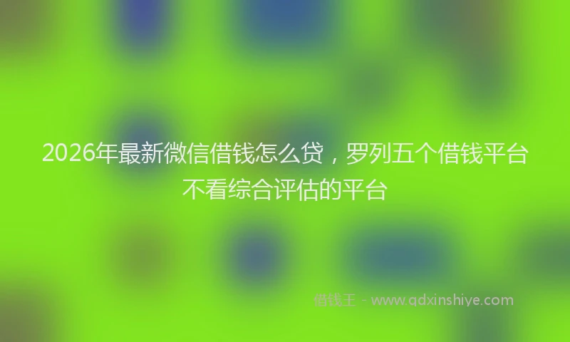 2026年最新微信借钱怎么贷，罗列五个借钱平台不看综合评估的平台