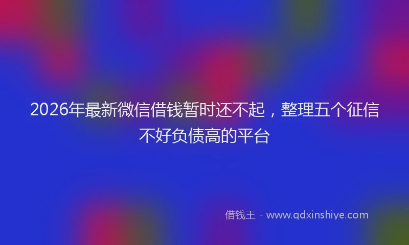 2026年最新微信借钱暂时还不起，整理五个征信不好负债高的平台