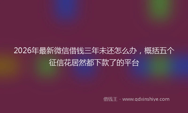 2026年最新微信借钱三年未还怎么办，概括五个征信花居然都下款了的平台