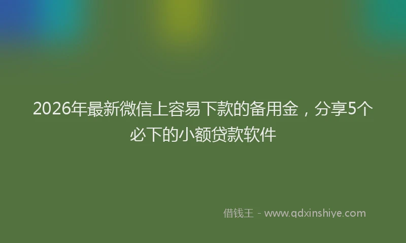 2026年最新微信上容易下款的备用金，分享5个必下的小额贷款软件