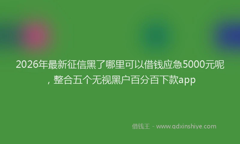 2026年最新征信黑了哪里可以借钱应急5000元呢，整合五个无视黑户百分百下款app