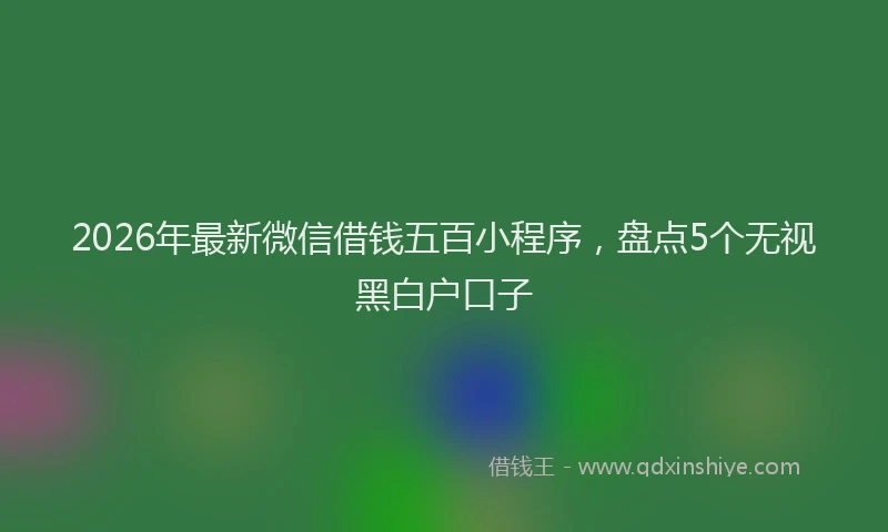 2026年最新微信借钱五百小程序，盘点5个无视黑白户口子