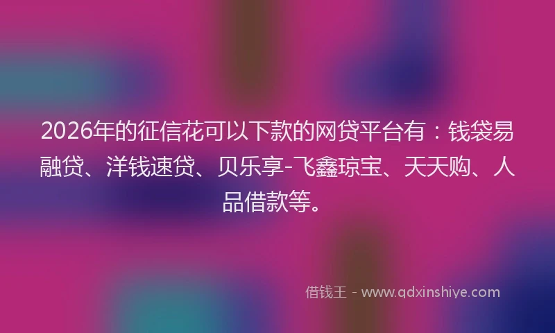 2026年的征信花可以下款的网贷平台有：钱袋易融贷、洋钱速贷、贝乐享-飞鑫琼宝、天天购、人品借款等。