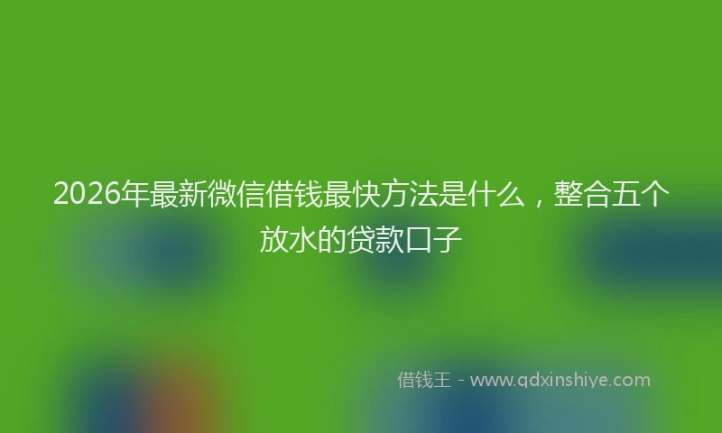 2026年最新微信借钱最快方法是什么，整合五个放水的贷款口子