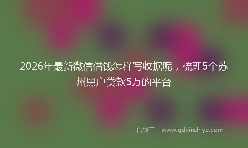 2026年最新微信借钱怎样写收据呢，梳理5个苏州黑户贷款5万的平台