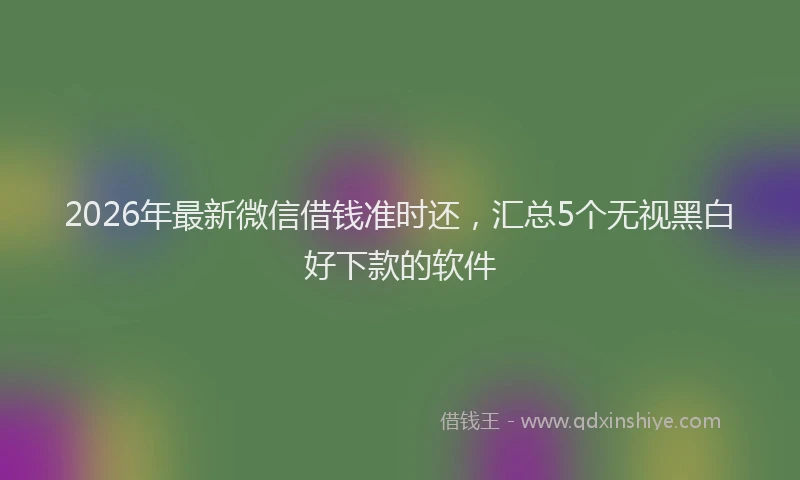 2026年最新微信借钱准时还，汇总5个无视黑白好下款的软件