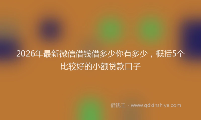 2026年最新微信借钱借多少你有多少，概括5个比较好的小额贷款口子