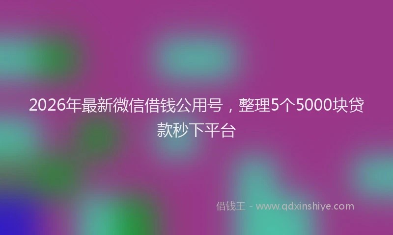 2026年最新微信借钱公用号，整理5个5000块贷款秒下平台