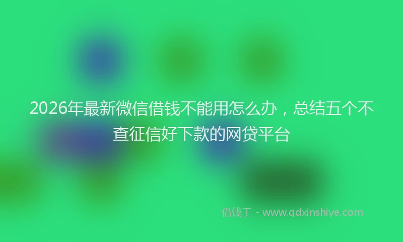 2026年最新微信借钱不能用怎么办，总结五个不查征信好下款的网贷平台