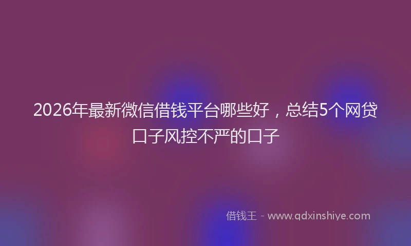 2026年最新微信借钱平台哪些好，总结5个网贷口子风控不严的口子