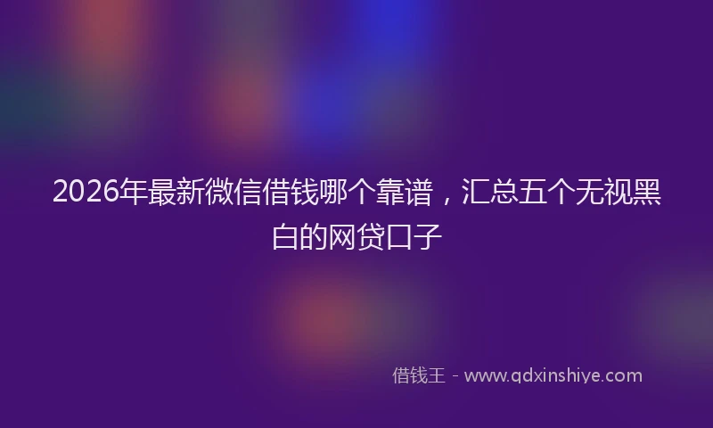 2026年最新微信借钱哪个靠谱，汇总五个无视黑白的网贷口子