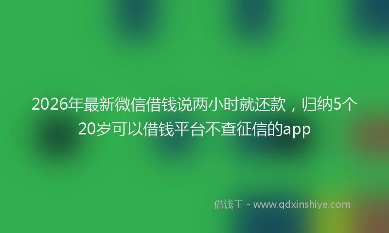 2026年最新微信借钱说两小时就还款，归纳5个20岁可以借钱平台不查征信的app