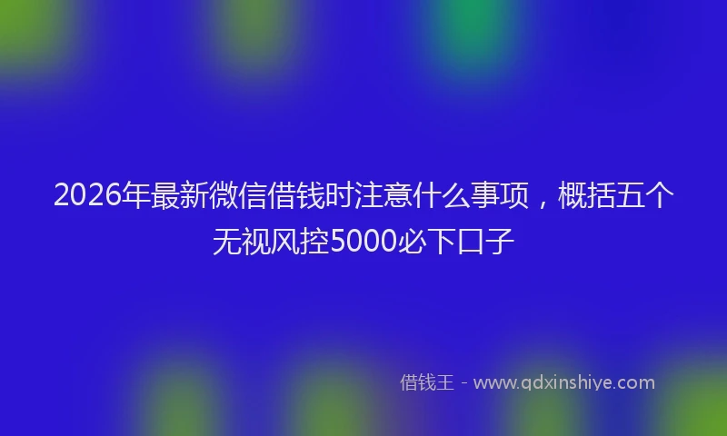 2026年最新微信借钱时注意什么事项，概括五个无视风控5000必下口子
