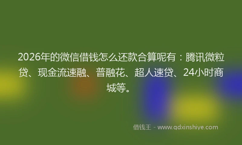 2026年的微信借钱怎么还款合算呢有：腾讯微粒贷、现金流速融、普融花、超人速贷、24小时商城等。